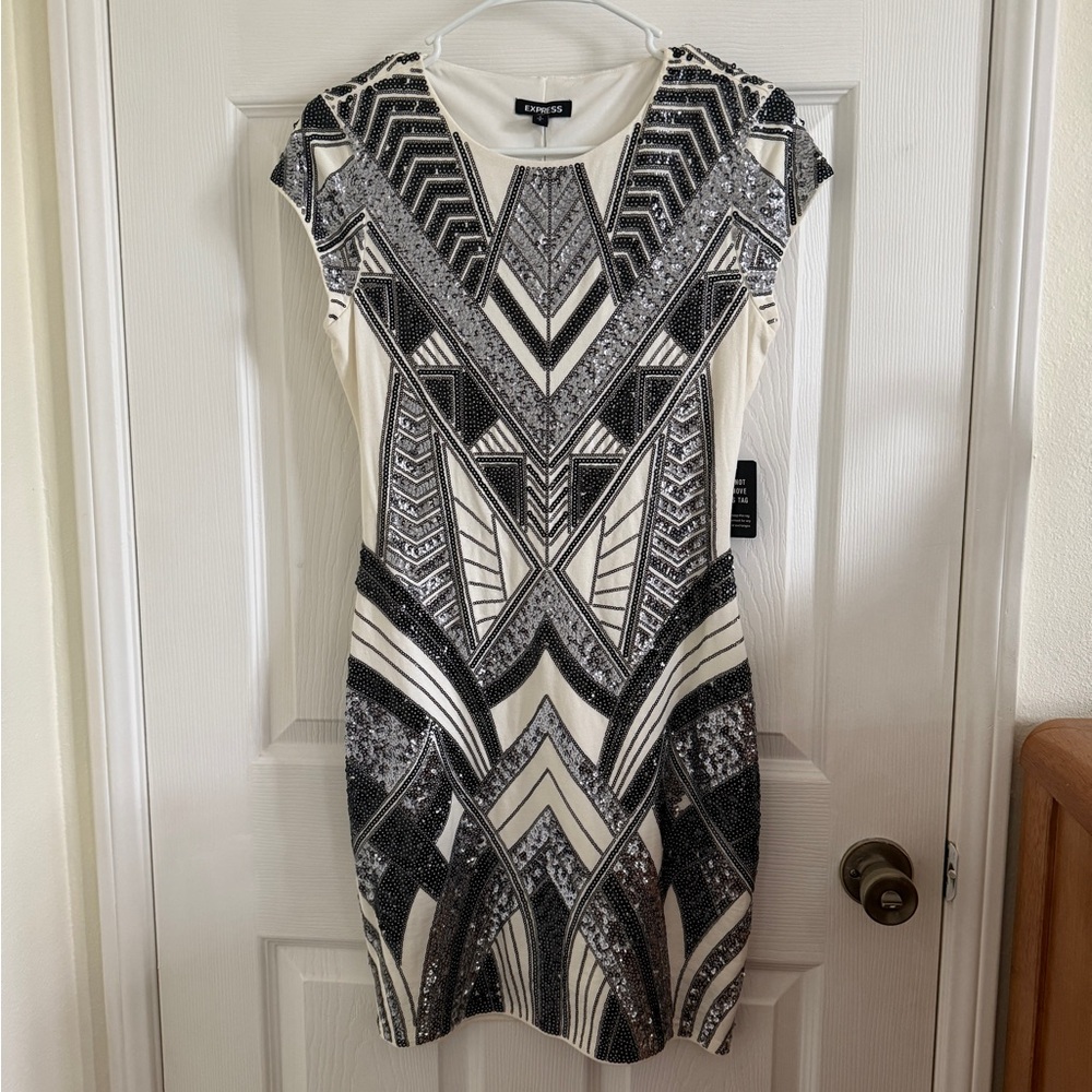 Express Sequin Geometric Dress